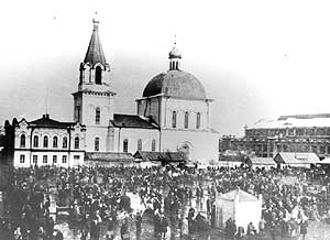 Трехпрестольная церковь в честь Вознесения Господня (Митрофановская церквь). Разрушена в 1937