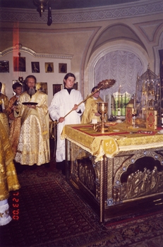 В день диаконской хиротонии. Храм всех святых на Соколе, Москва, 23 июля 2000 года.