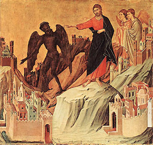 «Искушение Христа на горе» (фрагмент «Маэсты» Дуччо, 1308–1311 годы)