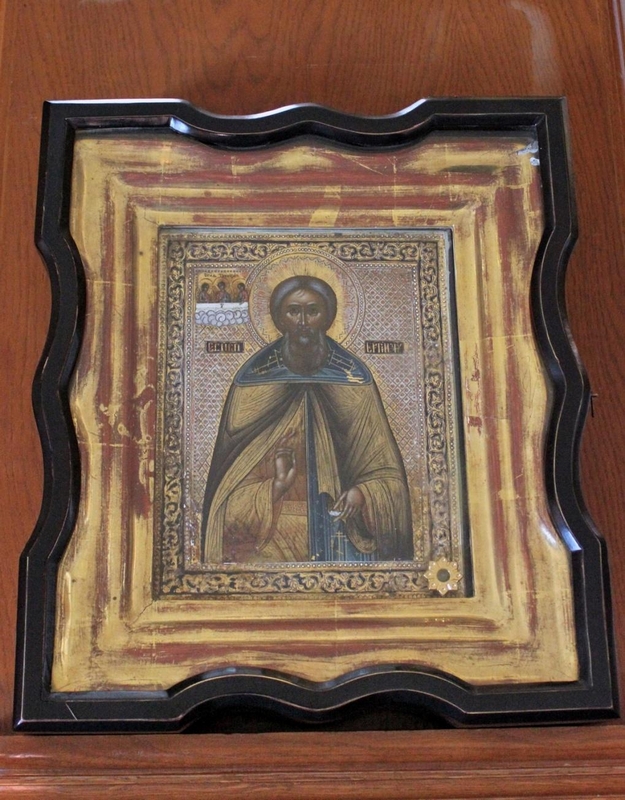 Икона преподобного Сергия Радонежского с частицей мощей