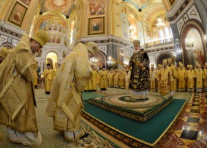 Божественная литургия в Храме Христа Спасителя г. Москвы в годовщину интронизации Патриарха Кирилла