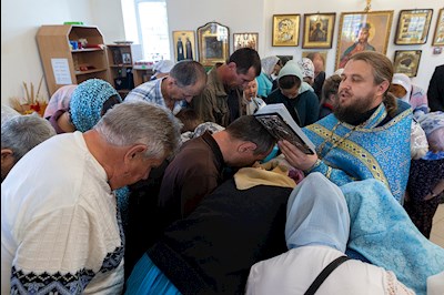 Божественная литургия в храме в честь Владимирской иконы Божией Матери с. Багаевка
