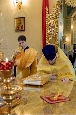 В Покровском соборе г. Саратова встретили ковчег с частицей мощей святителя Спиридона Тримифунтского