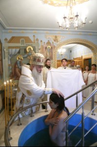 Крещальная литургия в Свято-Троицком кафедральном соборе г.Саратова