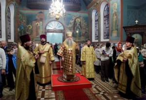 Всенощное бдение в Крестовоздвиженском храме города Хвалынска