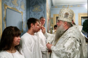 Крещальная литургия в Свято-Троицком кафедральном соборе г.Саратова