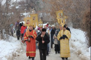 На Волге в селе Пристанное совершен чин Великого освящения воды