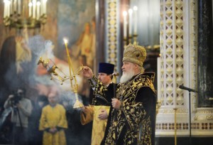Божественная литургия в Храме Христа Спасителя г. Москвы в годовщину интронизации Патриарха Кирилла