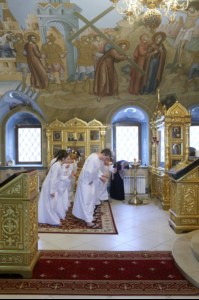 Крещальная литургия в Свято-Троицком кафедральном соборе города Саратова