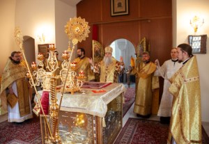 Божественная литургия на Архиерейском подворье — храме в честь иконы Божией Матери «Утоли моя печали» г.Саратова
