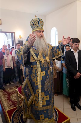 Божественная литургия в храме в честь Владимирской иконы Божией Матери с. Багаевка