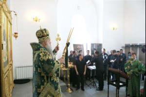 Божественная литургия в храме блаженной Ксении Петербургской г. Саратова на территории ИТК УШ-382/33