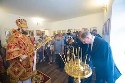 Митрополит Игнатий совершил Великое освящение храма Архангела Михаила с. Курдюм и первую Божественную литургию в новоосвященном храме
