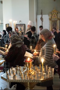 Великое повечерие с чтением канона преподобного Андрея Критского в Свято-Троицком кафедральном соборе г. Вольска