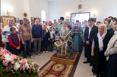 Божественная литургия в храме в честь Владимирской иконы Божией Матери с. Багаевка