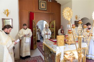 Божественная литургия на Архиерейском подворье — в храме в честь иконы Божией Матери «Утоли моя печали» г. Саратова