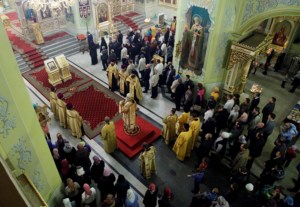 Всенощное бдение в храме в честь Покрова Пресвятой Богородицы г. Саратова
