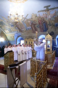 Митрополит Лонгин совершил Царские часы, Изобразительны, Великую вечерню и Крещальную литургию в Свято-Троицком кафедральном соборе Саратова