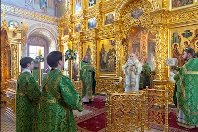 Божественная литургия в Свято-Троицком кафедральном соборе г. Саратова
