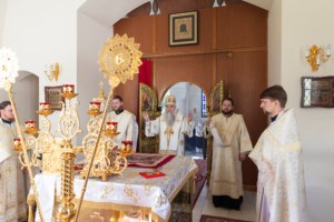 Божественная литургия на Архиерейском подворье — в храме в честь иконы Божией Матери «Утоли моя печали» г. Саратова