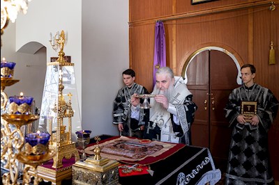 Литургия Преждеосвященных Даров на Архиерейском подворье — в храме в честь иконы Божией Матери «Утоли моя печали» г. Саратова