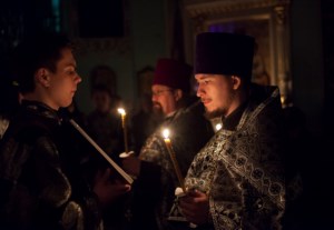 Утреня с чтением Великого канона преподобного Андрея Критского в храме в честь Сошествия Святого Духа г. Саратова