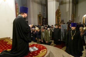 Великое повечерие с чтением канона преподобного Андрея Критского в храме великомученика Георгия Победоносца г. Саратова