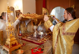 Божественная литургия на Архиерейском подворье — храме в честь иконы Божией Матери «Утоли моя печали» г.Саратова