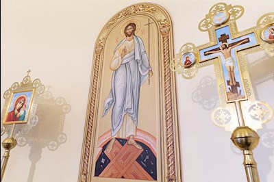 Божественная литургия в храме во имя святого праведного Лазаря Четверодневного на Новоелшанском кладбище г. Саратова