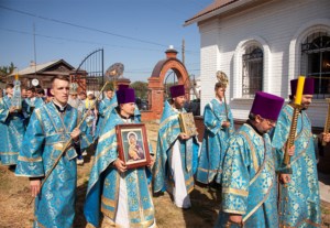Божественная литургия в храме в честь Владимирской иконы Божией Матери с. Багаевка Саратовского района