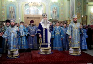 Всенощное бдение в храме в честь Покрова Пресвятой Богородицы г. Саратова