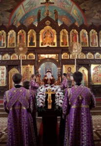 Божественная литургия в Крестовоздвиженском храме г. Хвалынска