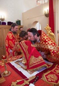 Божественная литургия на Архиерейском подворье — храме во имя святых равноапостольных Мефодия и Кирилла при СГУ в день памяти святых братьев