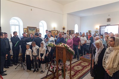Божественная литургия в храме в честь Владимирской иконы Божией Матери с. Багаевка