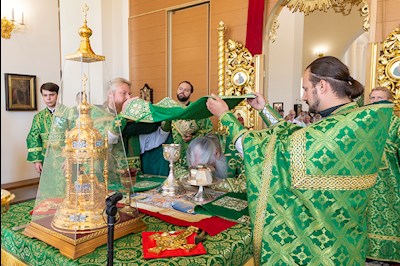 Божественная литургия в соединении с вечерней в Свято-Троицком кафедральном соборе г. Вольска