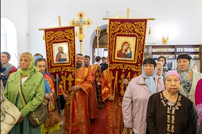 Божественная литургия в храме во имя пророка Божия Илии на Ильинской площади г. Саратова