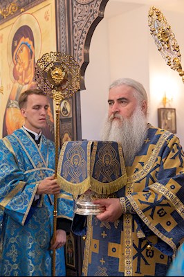 Божественная литургия в храме в честь Владимирской иконы Божией Матери с. Багаевка
