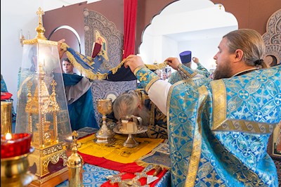 Божественная литургия в храме в честь Владимирской иконы Божией Матери с. Багаевка