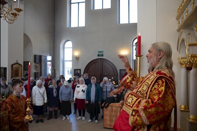 Митрополит Игнатий совершил Божественную литургию пасхальным чином в храме святого пророка Илии п. Сенной Вольского района