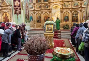 Божественная литургия в храме в честь Покрова Пресвятой Богородицы г.Саратова