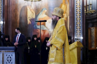 Митрополит Игнатий принял участие в Божественной литургии в день 14-й годовщины интронизации Патриарха Кирилла