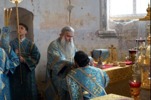 Божественная литургия в храме в честь Покрова Пресвятой Богородицы села Сокур Татищевского района