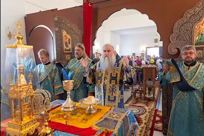 Божественная литургия в храме в честь Владимирской иконы Божией Матери с. Багаевка