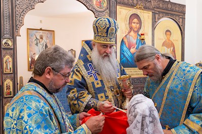 Божественная литургия в храме в честь Владимирской иконы Божией Матери с. Багаевка