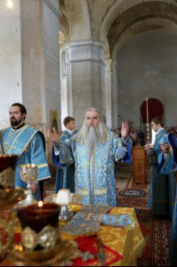 Божественная литургия в храме в честь Покрова Пресвятой Богородицы села Сокур Татищевского района