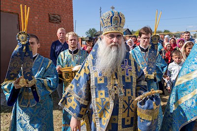 Божественная литургия в храме в честь Владимирской иконы Божией Матери с. Багаевка