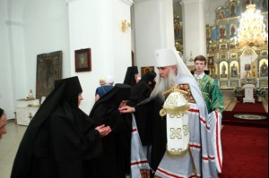 Всенощное бдение в Свято-Сергиевском женском монастыре села Алексеевка Базарно-Карабулакского района