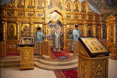 Утреня с чтением акафиста в Свято-Троицком кафедральном соборе г. Саратова