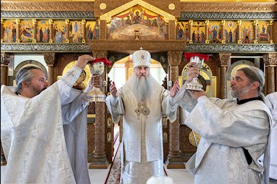 Божественная литургия в Вознесенско-Пантелеимоновском храме с. Усть-Курдюм Саратовского района