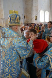 Божественная литургия в храме в честь Покрова Пресвятой Богородицы села Сокур Татищевского района